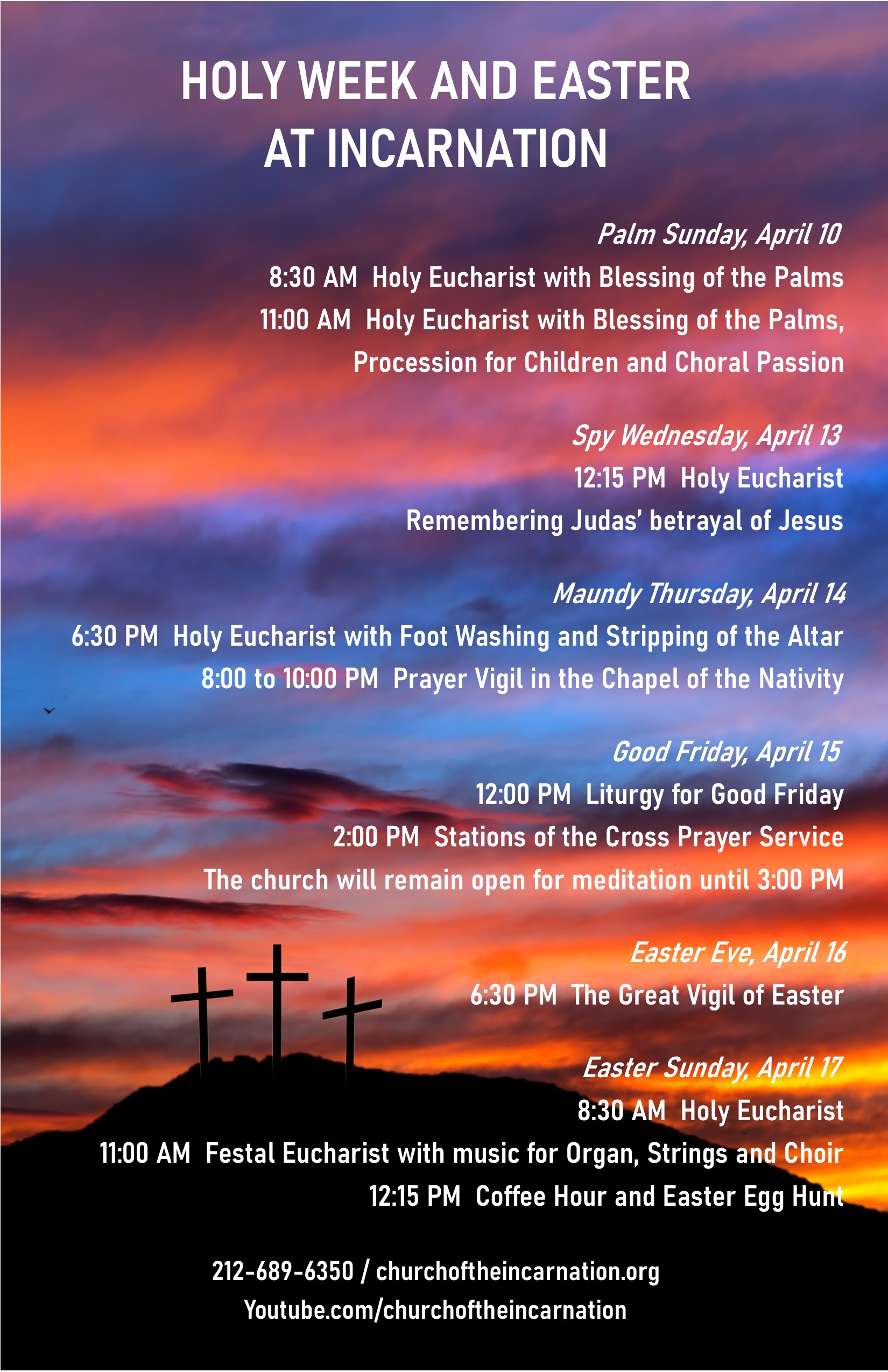 Holy Week and Easter at Incarnation flyer